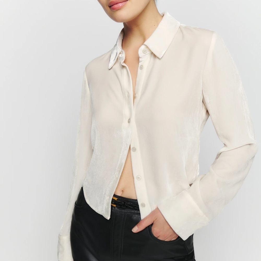 Reformation Cam Velvet Top Size S White